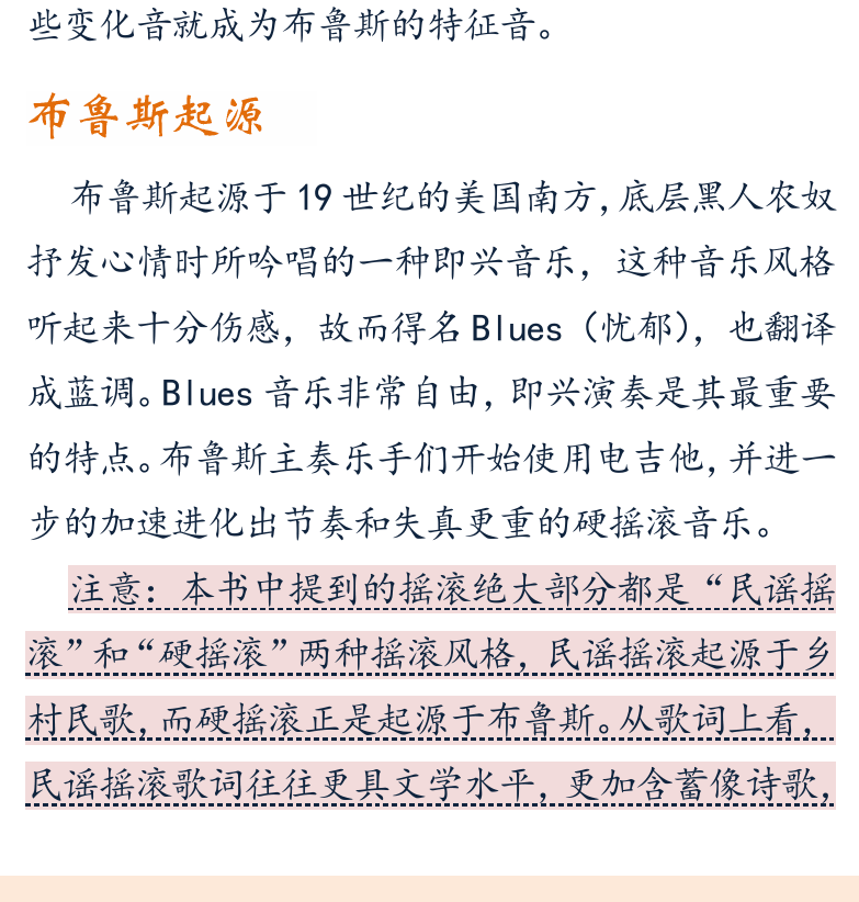 摇滚电吉他初级教程 第30页  第五节_布鲁斯音乐  布鲁斯起源  十二小节曲式  [左下]