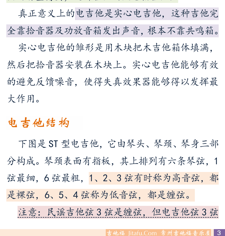 摇滚电吉他初级教程 第3页  第二节_认识吉他  吉他分类  电吉他历史  电吉他结构  [右下]