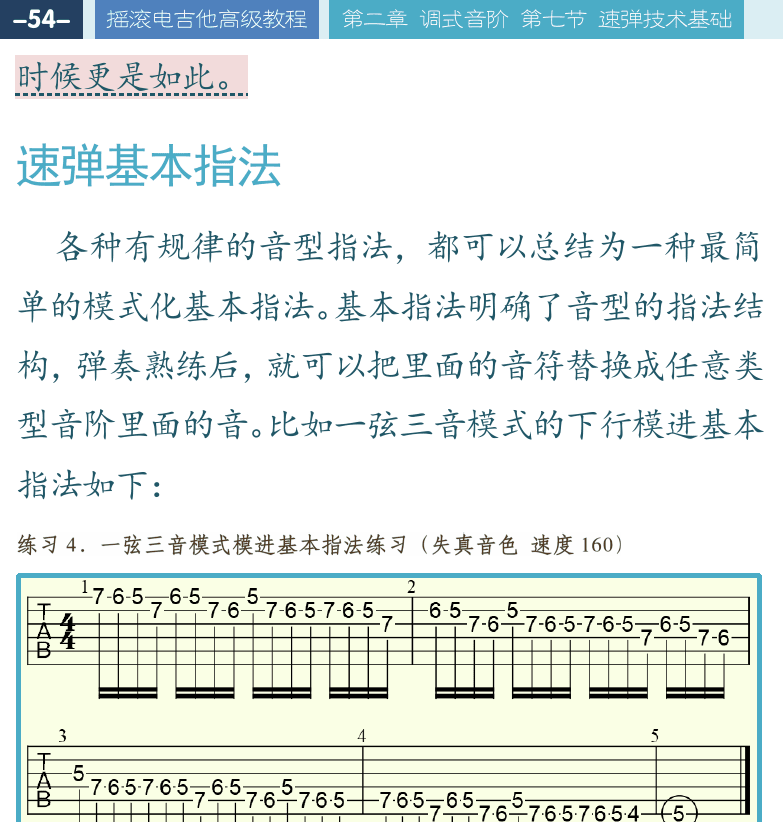 摇滚电吉他高级教程 第54页  速弹基本指法  [左上]