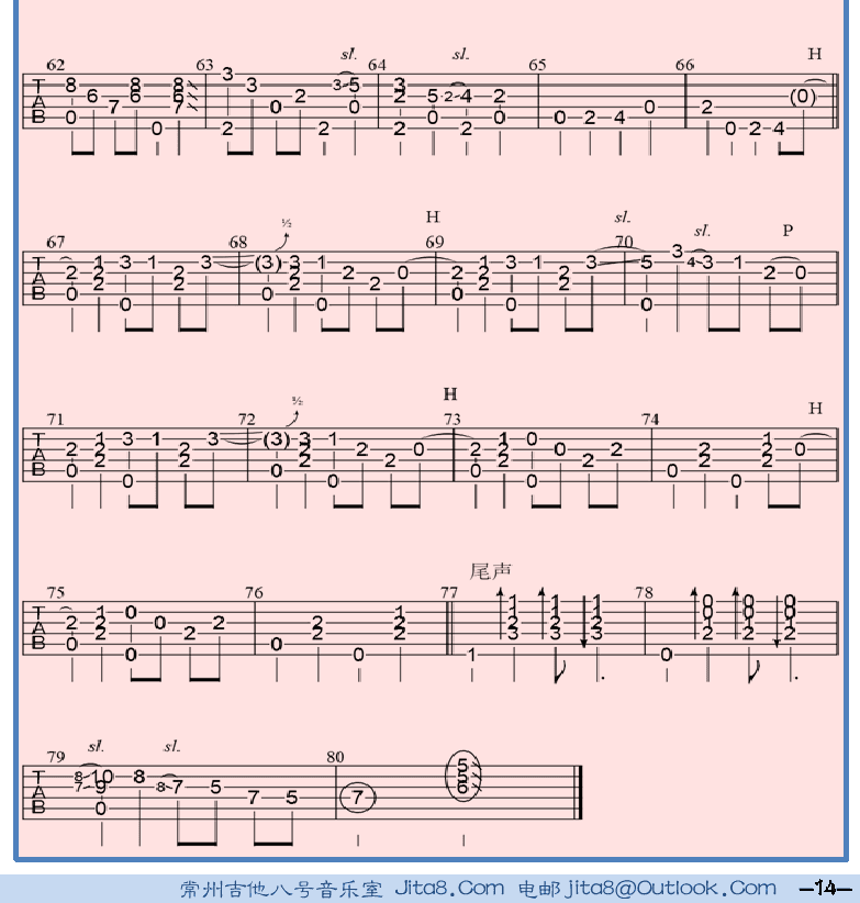 民谣吉他指弹谱集 第14页  风和日丽  [右下]